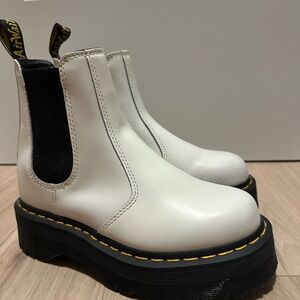 White Dr. Martens Platform Chelsea Boots